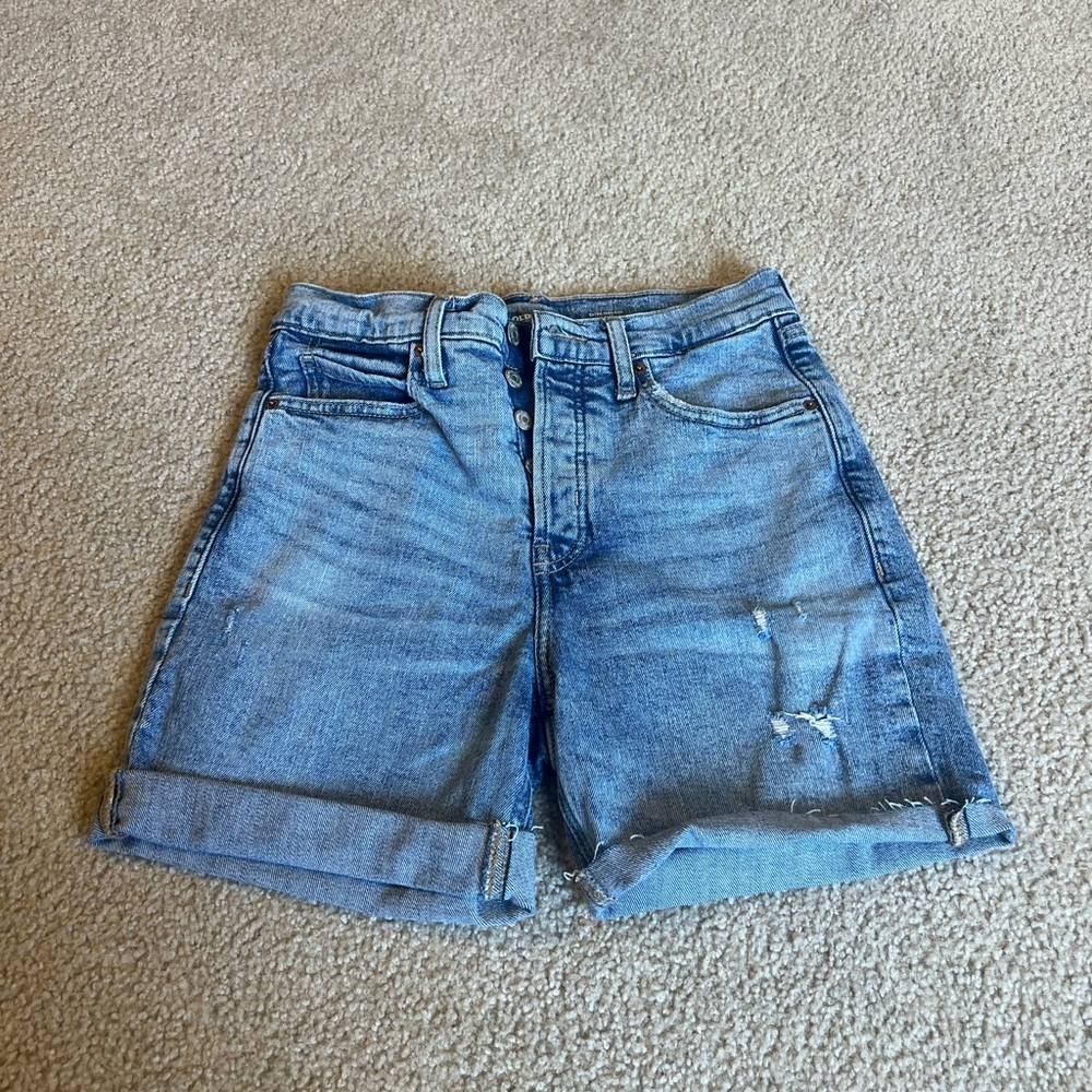 Old Navy extra high waisted sky hi distressed cut off Jean denim shorts